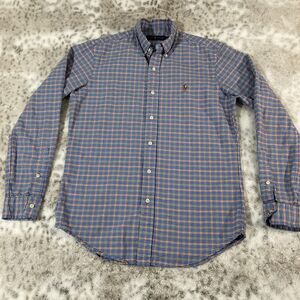 Vtg Ralph Lauren Polo Dress Oxford Shirt Mens Small Cotton Plaid Tartan Pony
